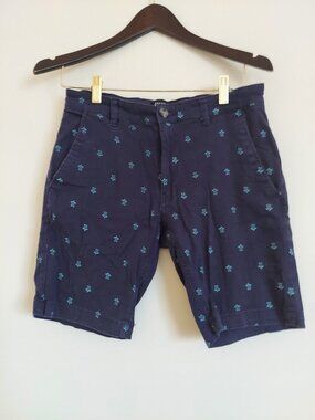 Navy Blue Turtle Print Chino Shorts Men's Casual Preppy Beach Summer Vacation
